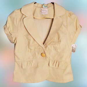 Papaya LA Vintage Style, Yellow Pin Stripe, Short Sleeve Blazer, Women's L